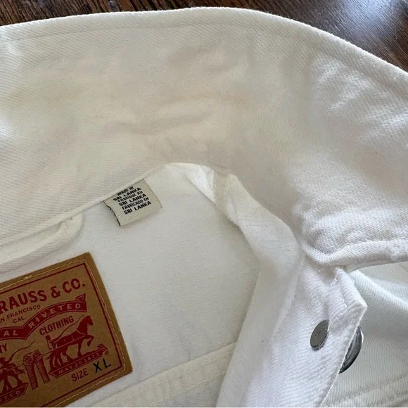 Levi’s Original Trucker Jacket White Denim Pockets Button Front Women’s Size XL - Picture 9 of 15